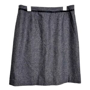 * Pendleton Wool Silk Tweed Midi Skirt Leather Trim Size 14 Vintage